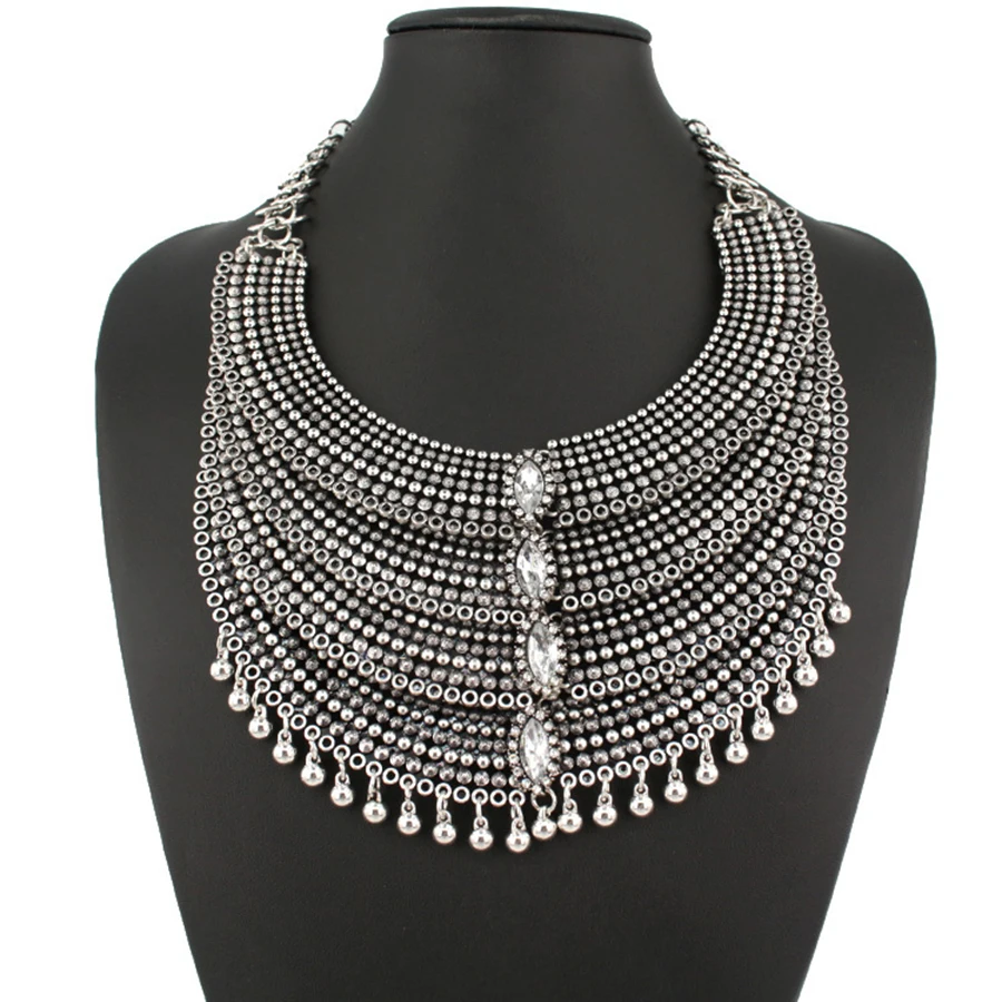 Винтажные трендовые 4 слойные хрустальные ожерелья и подвески цепочка модные