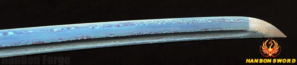 

Blue Blade Samurai Sword Katana Japanese Damascus Folded Steel With Special Treated Hard Wood Bull Horn Sheath Battle Ready 41"