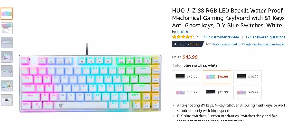 Механическая клавиатура плавная линия красный переключатель 81 клавиша RGB подсветка белая игровая клавиатура компактный дизайн американский макет Орел Z88