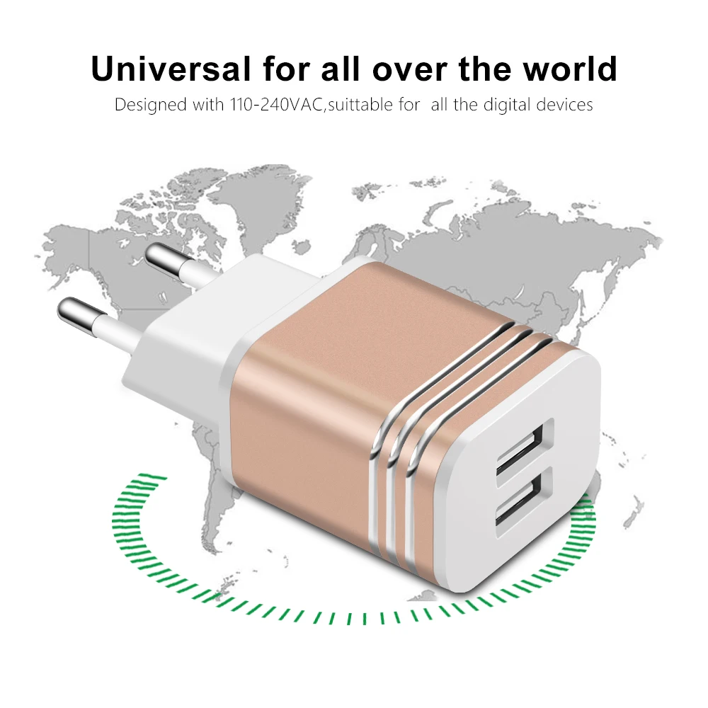 5V 2.1A Путешествия адаптер зарядного устройства с двойным USB настенный Портативный ЕС Подключите мобильный телефон Зарядное устройство для мобильного телефона для iPhone x 7 8 samsung s8 s8plus Xiaomi