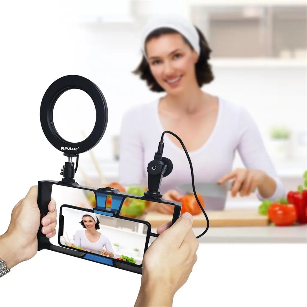 OMESHIN 4 в 1 Vlogging Live Broadcast смартфон видео установка + кольцо LED свет микрофон крепление