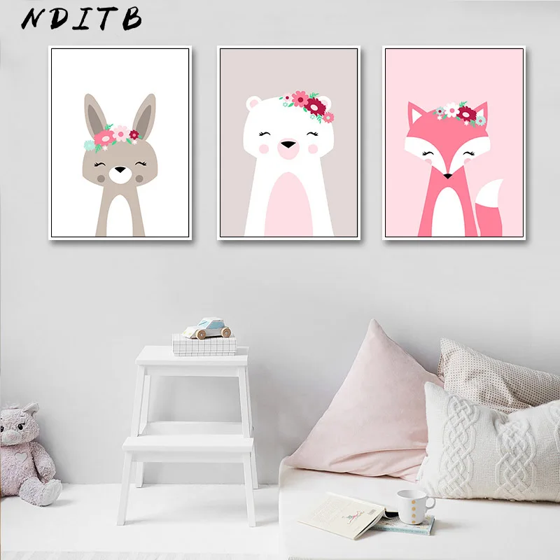 Настенная картина с изображением леса животных цветов детской комнаты