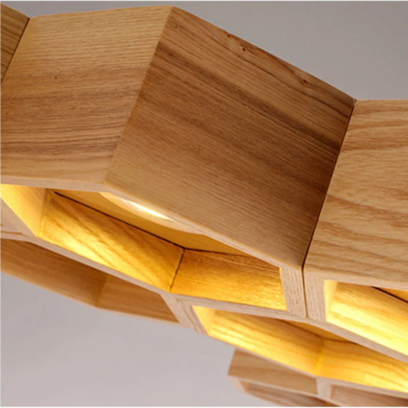 Бесплатная доставка новейший дизайн в виде улей деревянный кулон освещение со