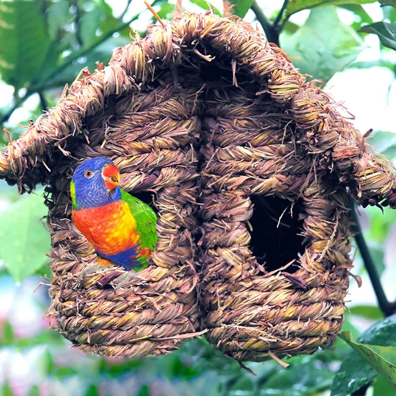 Домик для птиц влагостойкое соломенное гнездо для попугая Vogel Speelgoed прочное украшение для клетки для рождения питомца Товары для отдыха для птиц