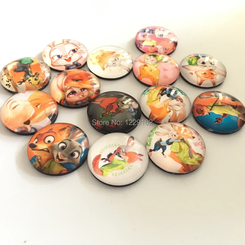 Круглый стеклянный для холодильника с лисой/Кроликом 14 шт./лот магнитный стикер