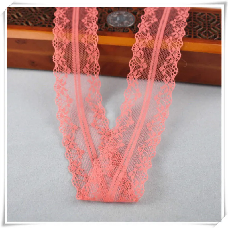 Watermelon Red 10yards african lace fabric White lace Ribbon3.8CM DIY french lace fabric embroidery net holiday decorations clothing lace Trims - Цвет: Watermelon Red