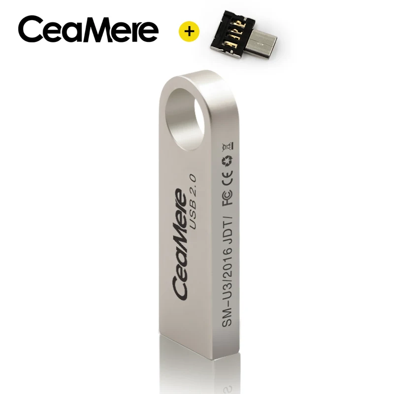 Серебристый CeaMere C3 USB флеш-накопитель 8 ГБ/16 ГБ/32 ГБ/64 ГБ флеш-накопитель Флешка флеш-диск USB 2,0 карта памяти USB диск 512 МБ 256 МБ бесплатно OTG - Цвет: Серебристый