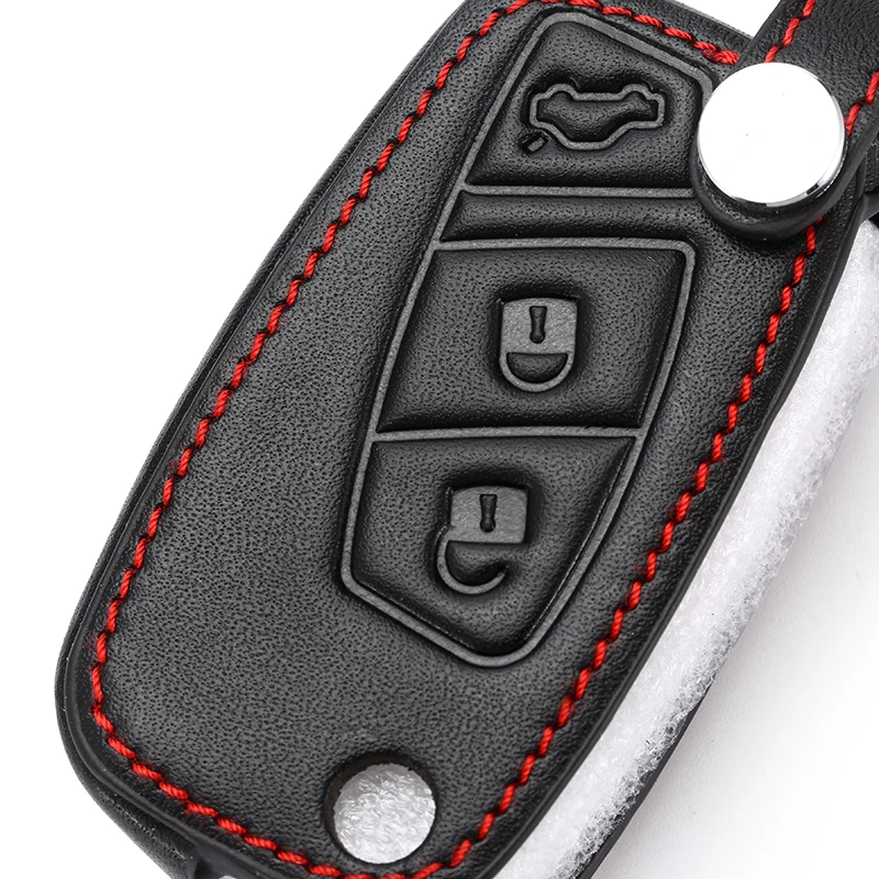 Кожаный чехол для ключей автомобиля 3 кнопки Fiat Iveco Punto Ducato Stilo Panda автомобильный с