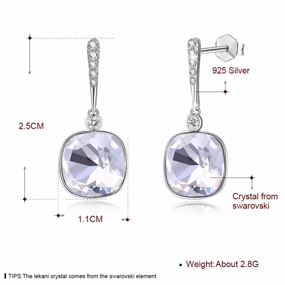 LEKANI роскошные изысканные кристаллы от Swarovski 925 пробы серебряные серьги для женщин Подарки на день Святого Валентина
