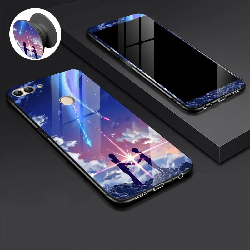 4 Чехол из закаленного стекла для huawei P Smart Enjoy 7s чехол противоударный мультяшный чехол для huawei Enjoy 7S чехол из закаленного стекла пленка - Цвет: 4