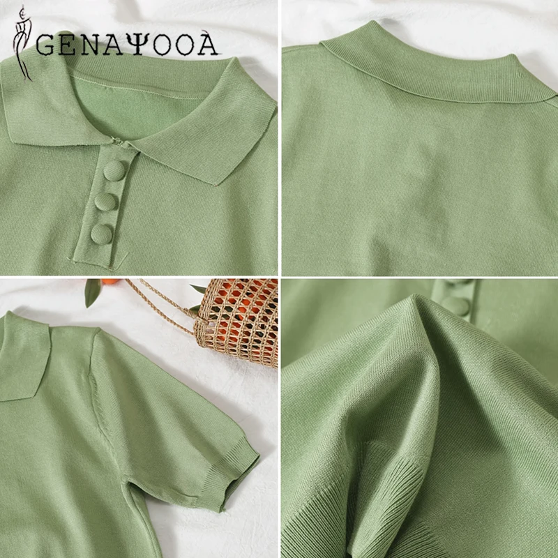Genayoa Vogue рубашка поло женская трикотажная повседневная конфетная короткий рукав