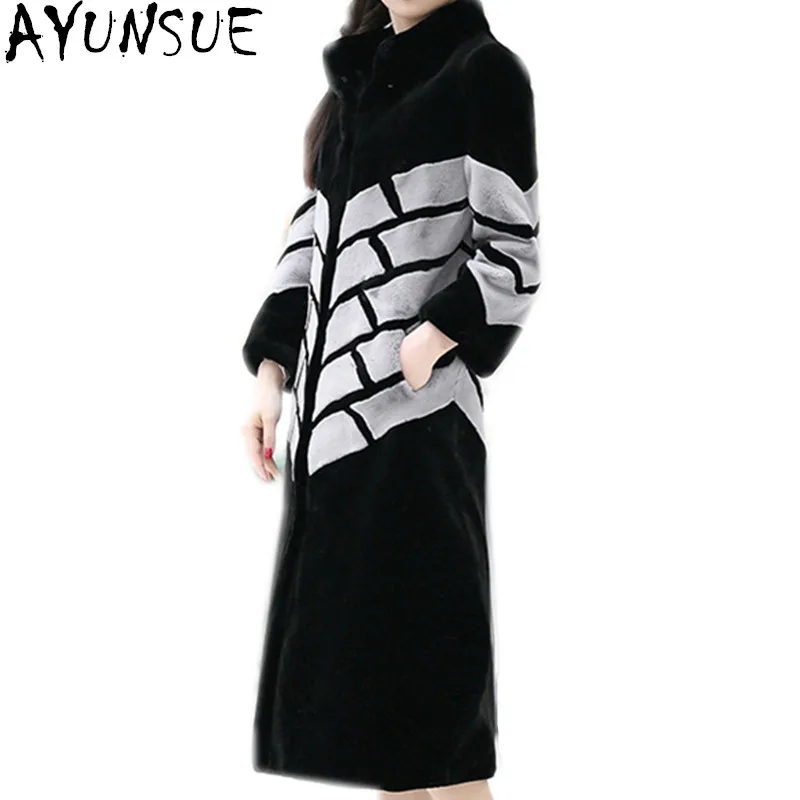 Женская Шуба из искусственного меха AYUNSUE черная Толстая норки зима 2019 | одежда