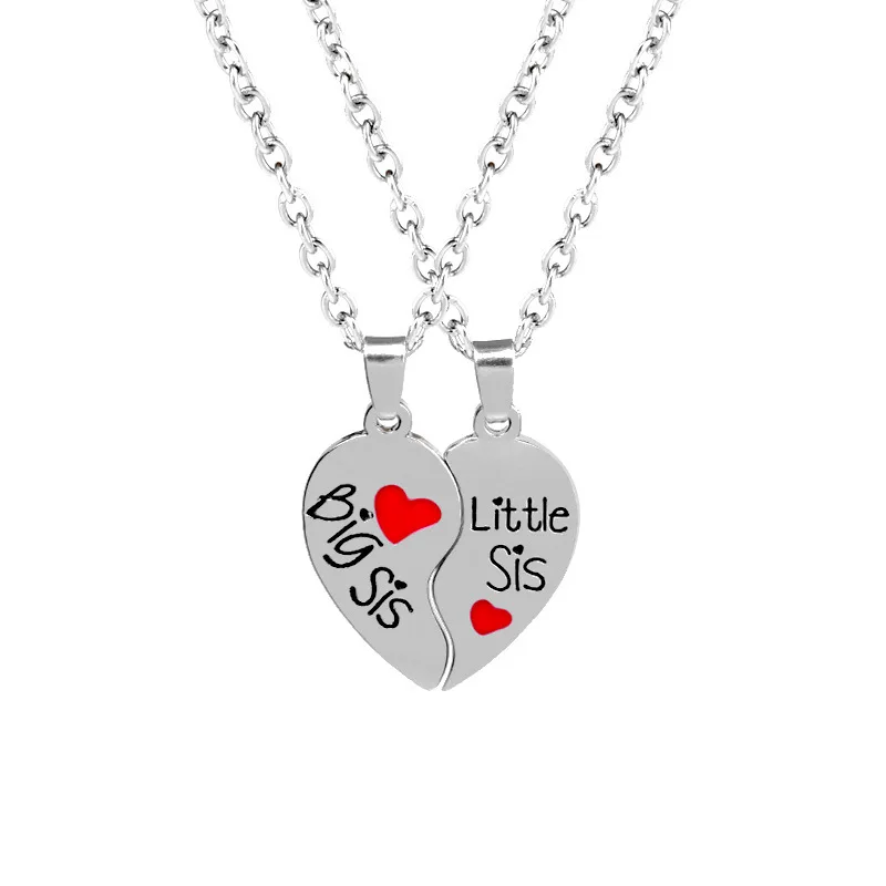 Женское ожерелье с двумя половинами сердца серебряное цепочкой подвески