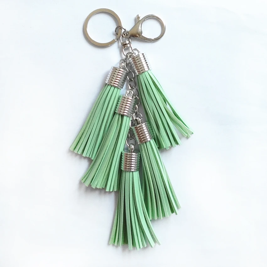 Новый стиль Pu кожаный брелок для ключей с кисточкой большой Омар зажим 5 кисточки