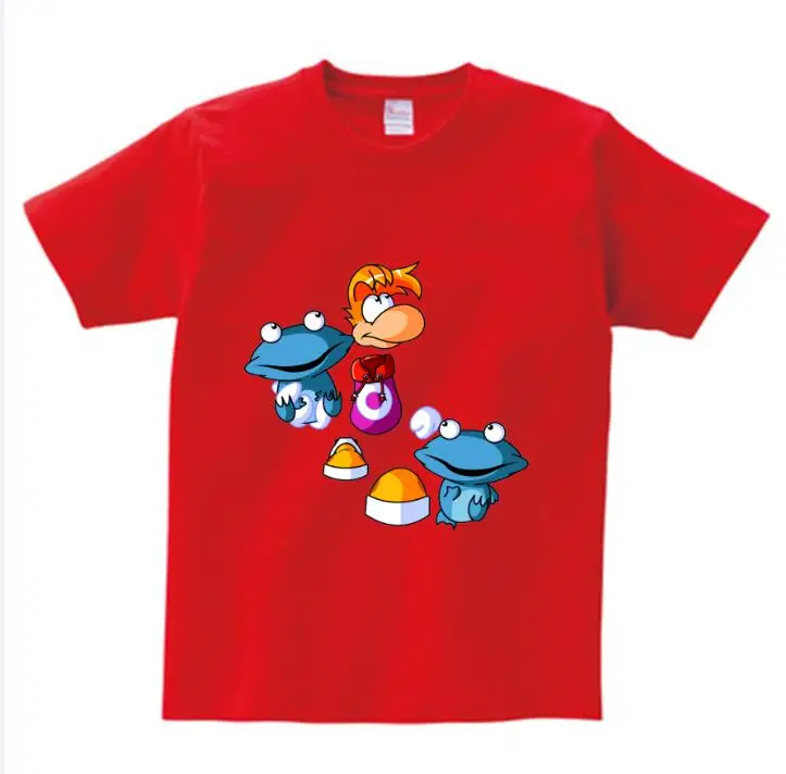 Детская футболка с цифровым принтом, футболки с принтом «Rayman Legends», Детская летняя хлопковая рубашка с круглым вырезом для мальчиков, крутая модная футболка для девочек - Цвет: red childreT-shirt