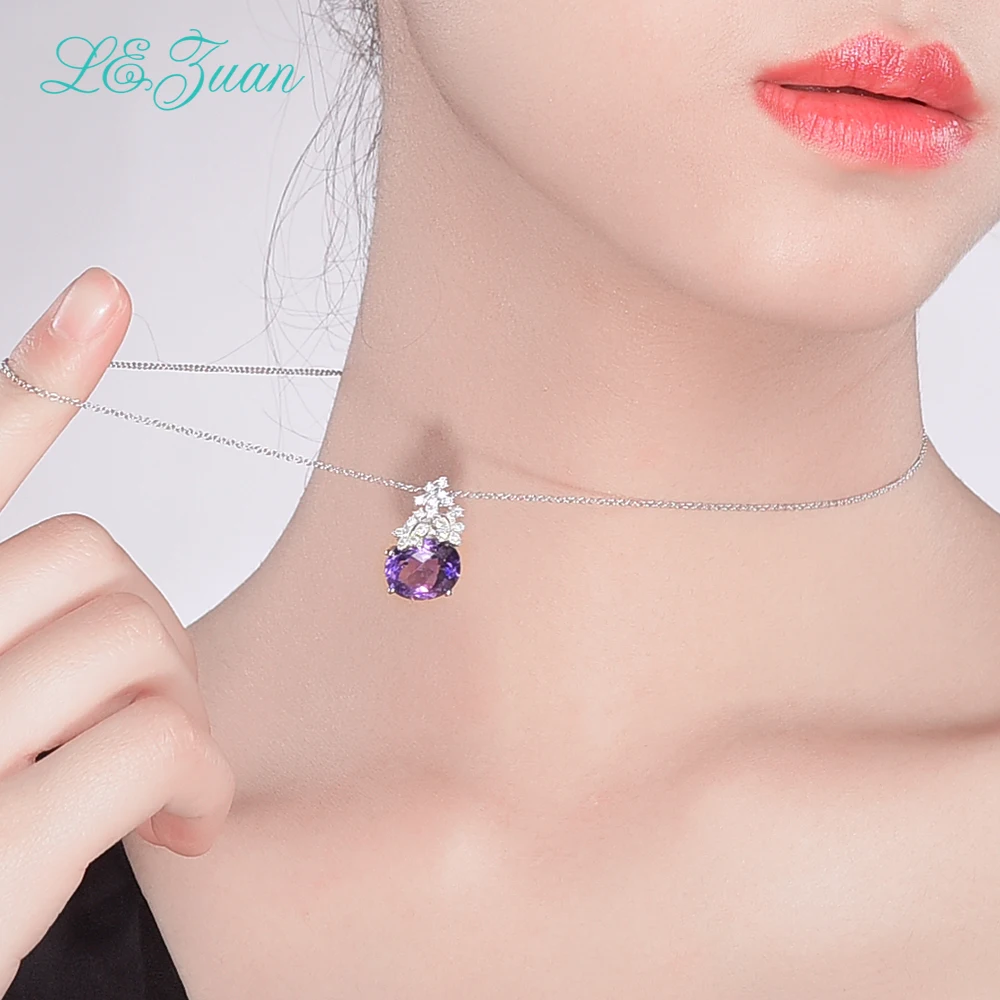 L &amp zuan 4 71ct кулон из серебра 925 пробы с натуральным аметистом роскошные ювелирные
