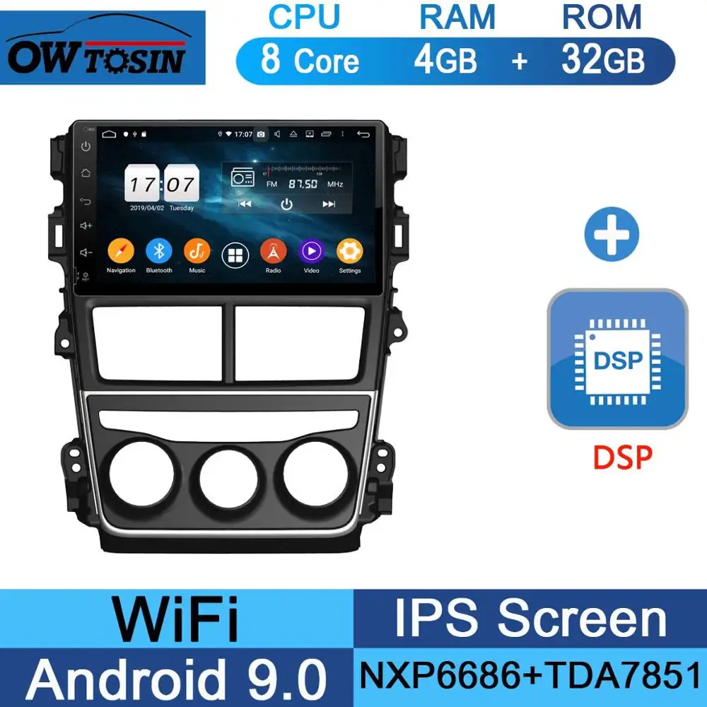 32G DSP " ips 8 Core 4G ram+ 64G rom Android 9,0 автомобильный dvd-радио GPS для Toyota Yaris, Vios DSP CarPlay Parrot BT стерео - Цвет: 32G DSP