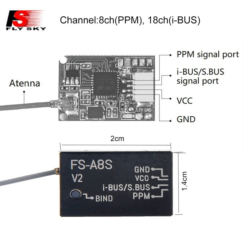 FLYSKY FS A8S V2 2 4G 8CH PPM IBUS SBUS AFHDS 2A мини ресивер I6 I6X I6S RC самолет небольшой гоночный Дрон с