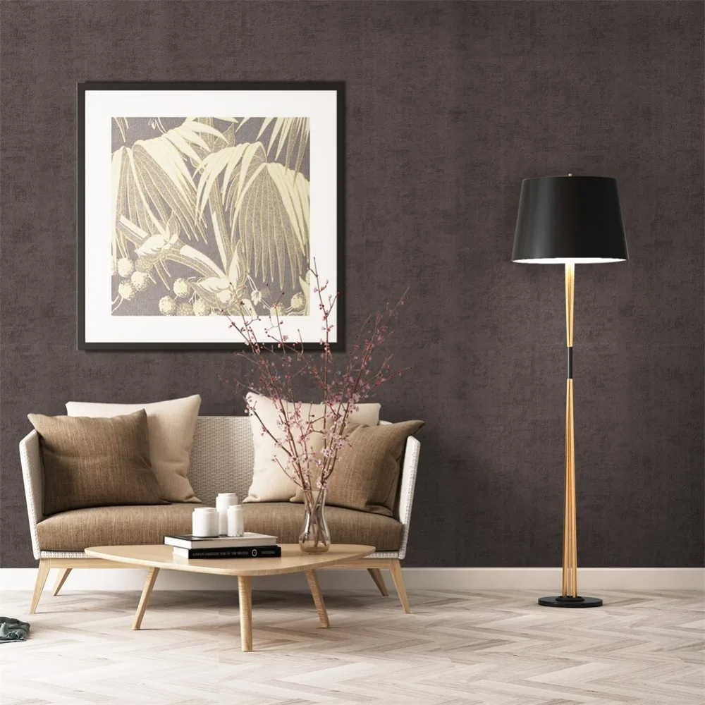 HaokHome Современные однотонные нетканые обои современные шелковые коричневые