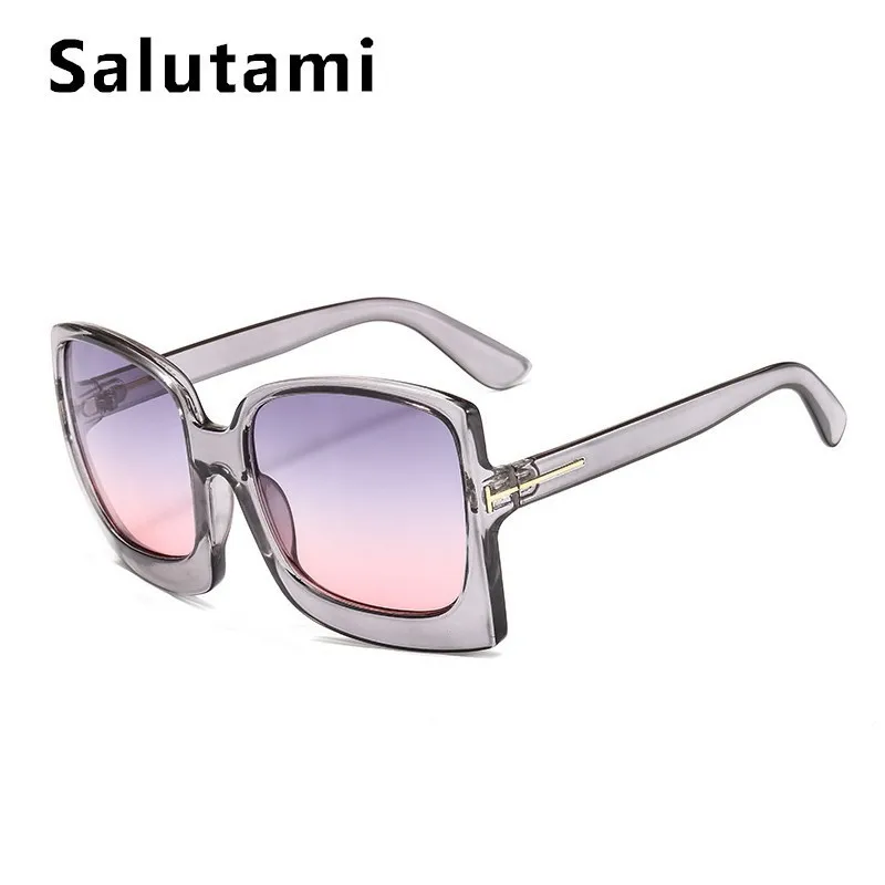 gray gray pink Большие Квадратные Солнцезащитные очки для женщин, Ретро стиль, черная большая оправа, солнцезащитные очки для мужчин, роскошный бренд, черные оттенки, Новая мода - Цвет линз: gray gray pink