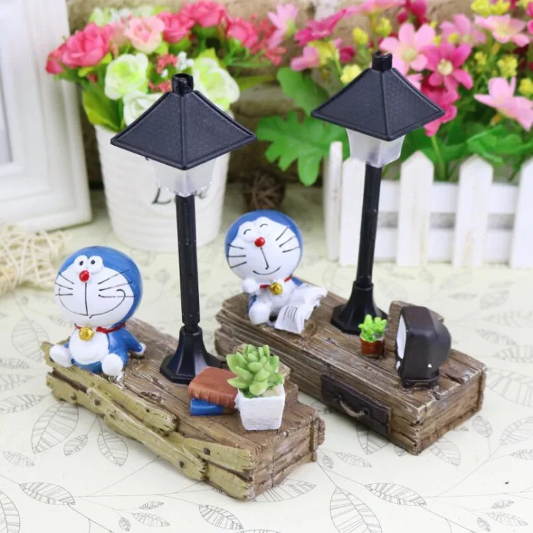 Doraemon ночник из смолы Милая модель фигурки сказочные животные миниатюрные