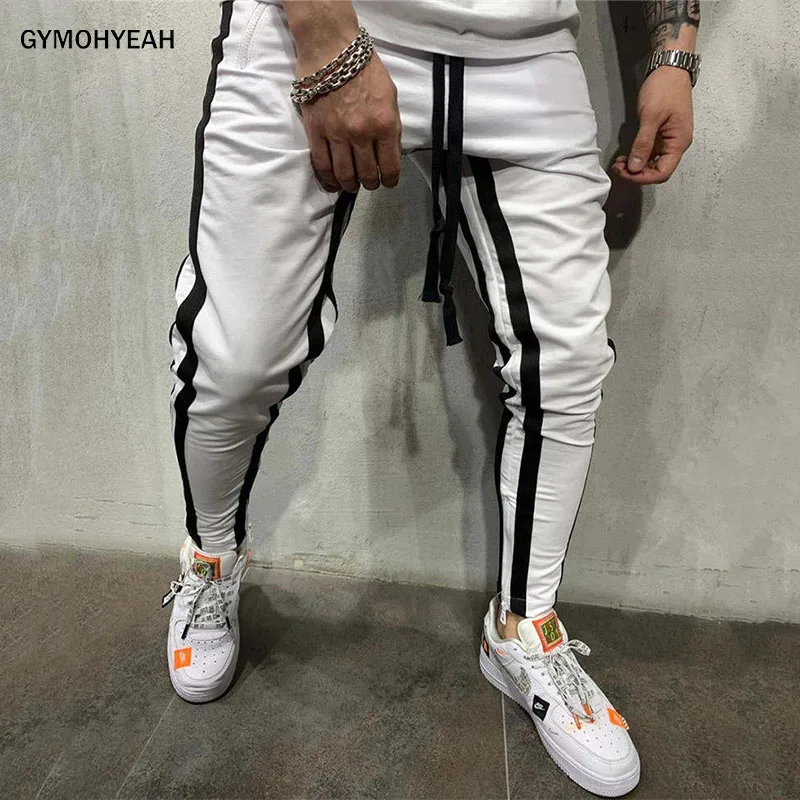 GYMOHYEAH/мужские спортивные штаны, новая мода, хип-хоп, фитнес, уличная одежда, брюки в полоску, на завязках, для бега, спортивные штаны, Pantalon Homme