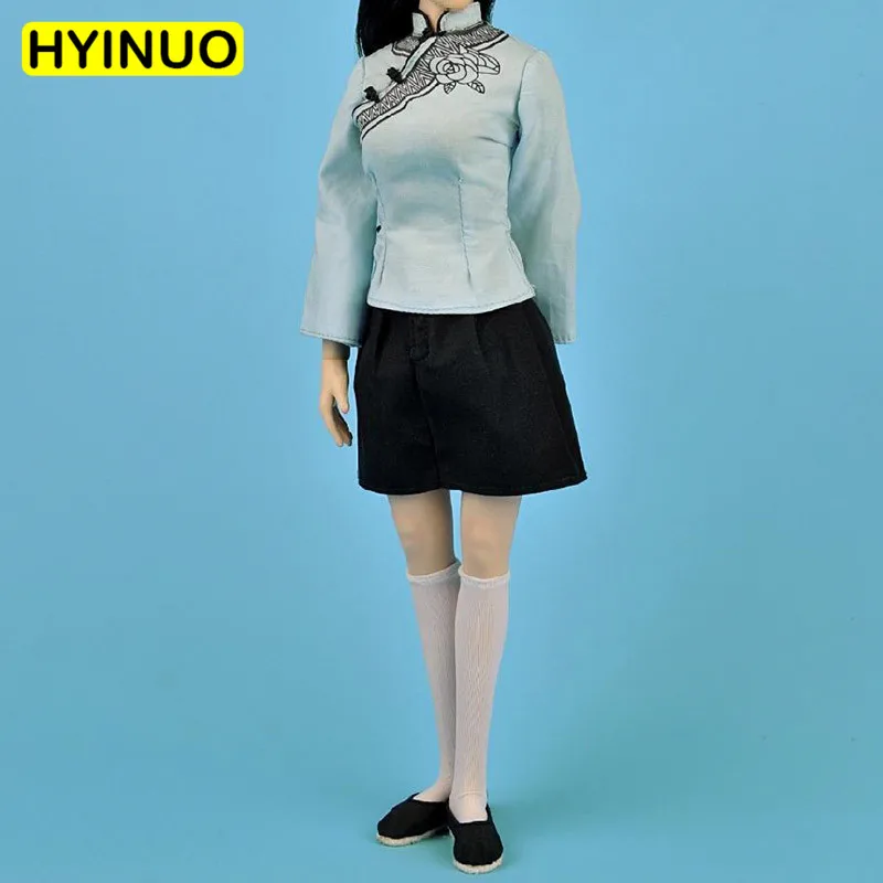 

1/6 Scale ZY5011 Female Sexy Short Skirt Women Light Blue Chinese Retro Clothes Clothing Set For 12" Action Figure Female Body