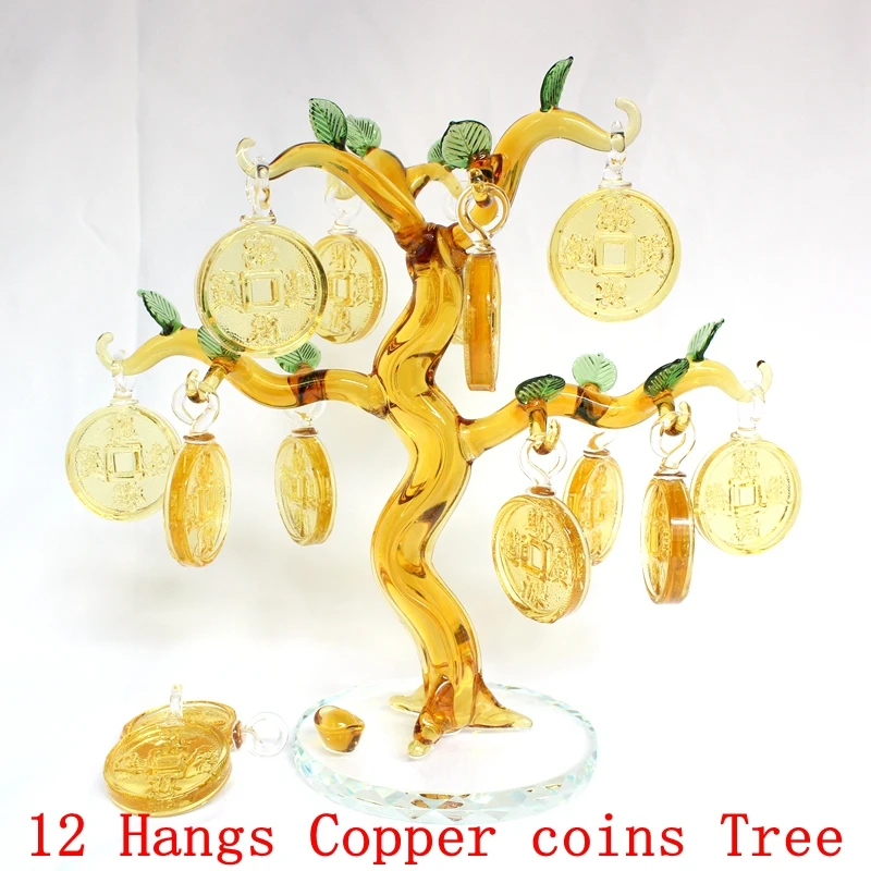 6 10 12 Hangs Gold Chirstmas Tree Hanging Ornaments Crystal Glass Apple Ingots Miniature Figurine Home Decorations Figurines |