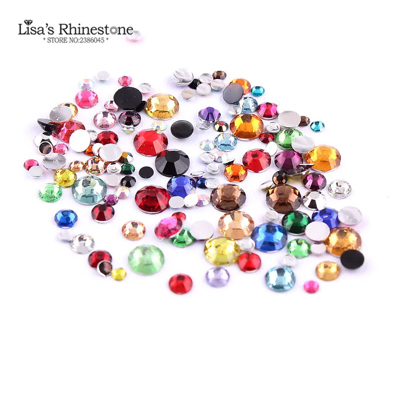 Полимерные стразы разных размеров для дизайна ногтей 2 мм 3 4 5 с плоской задней