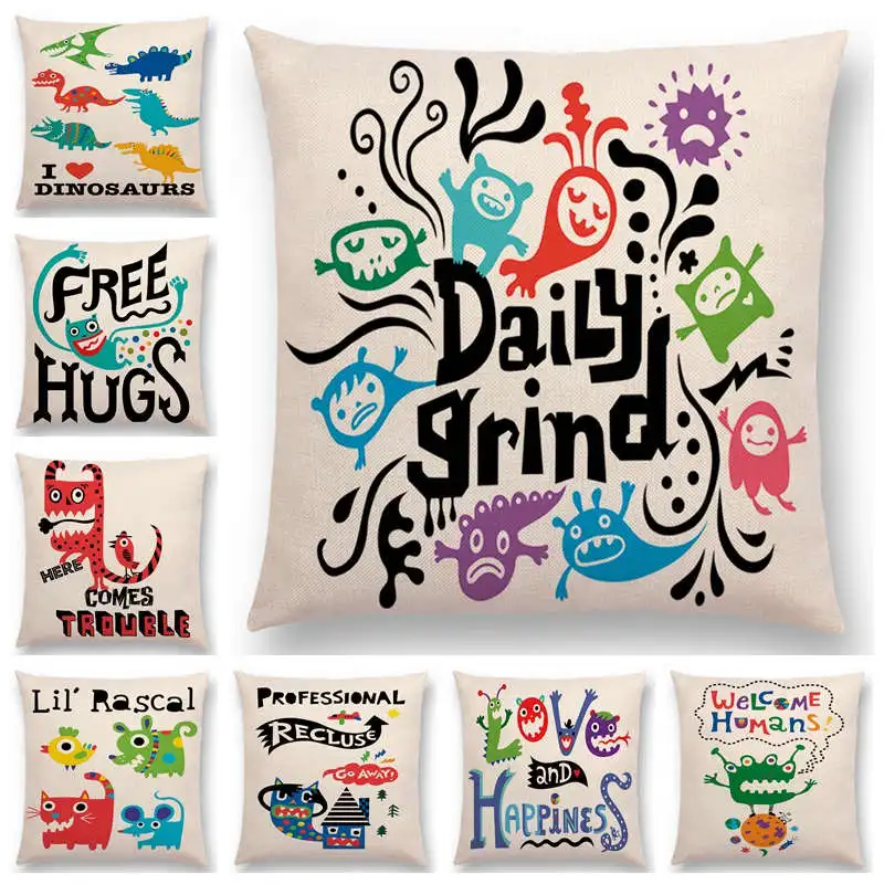 Детские красочные декоративные буквы радужные милые маленькие монстры забавные