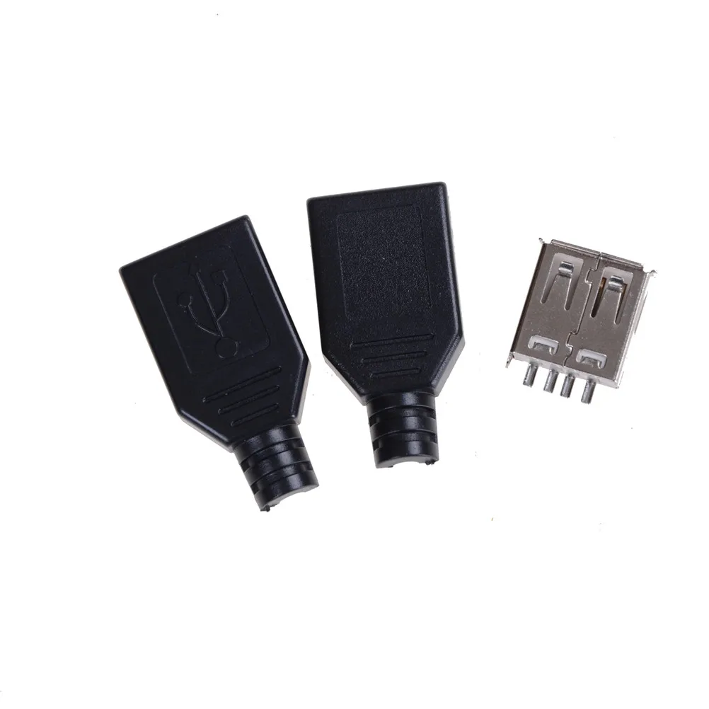 10 шт. USB2.0 Тип штепсельную вилку 4 контактный разъем адаптера jack & Черный Пластик