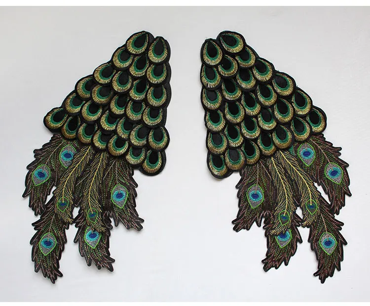2 шт./лот изысканная модная флисовая вышивка с аппликацией хвост павлина Большие