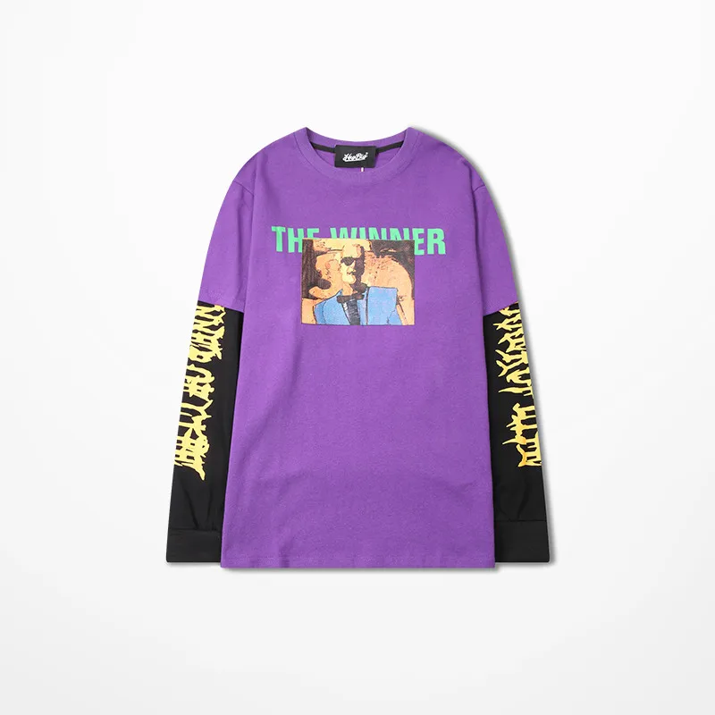 Модный дизайн футболка с длинным рукавом для мужчин скейтборд хип хоп High Street Harajuku