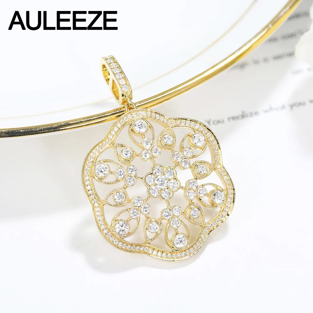 AULEEZE Роскошные Подвески с бриллиантами Moissanite Настоящее 14K желтое золото