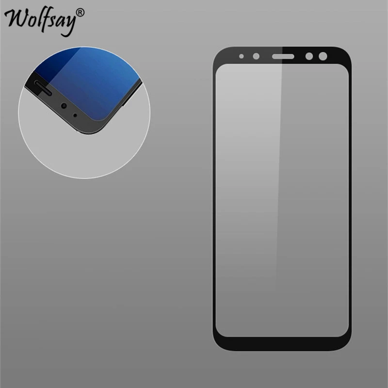 Полное покрытие закаленное стекло для Samsung Galaxy A8 Plus 2018 Защита экрана A730 9H Wolfsay|glass