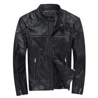 chic mans biker jackets slim firt stand collar real leather jackets coat d707a