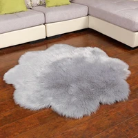faux fur floor rug flower shaped luxury mat whitegreyblue round plush carpets for living room kids home