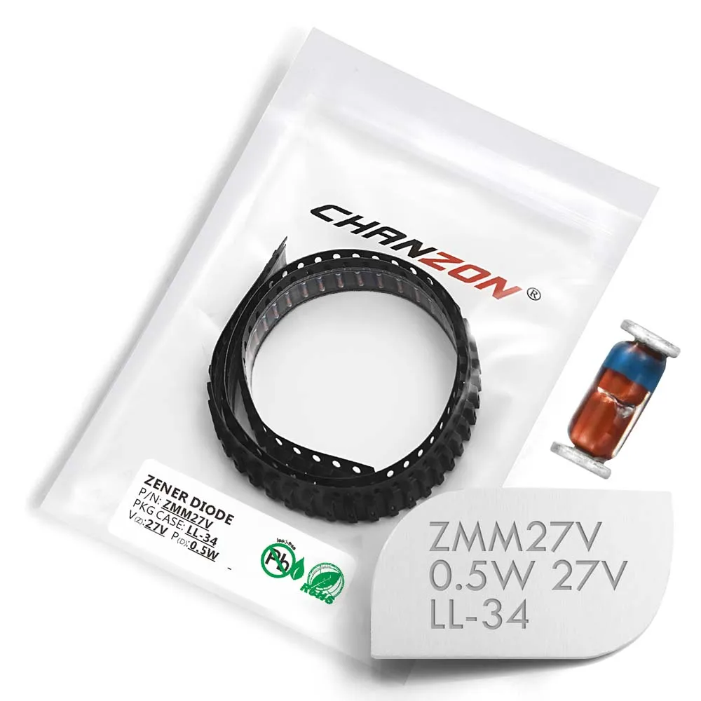 (100 шт.) SMD Диод Зенера 0 5 Вт 27 в ZMM27V ZMM27 LL 34 (SOD 80 MiniMELF / 1206) ZMM в|Диоды| |