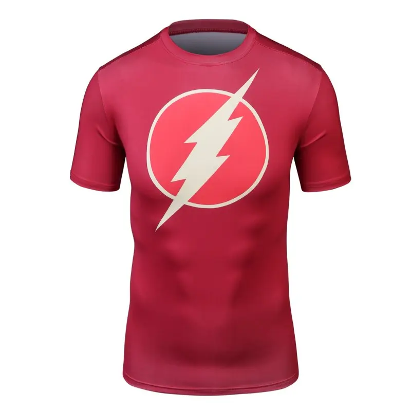 

Red Plume Men's Flash-Man Shirt Hero Sports Exercise Fitness Compression Short Sleeved T-shirt Sports Running Fitness Shirt