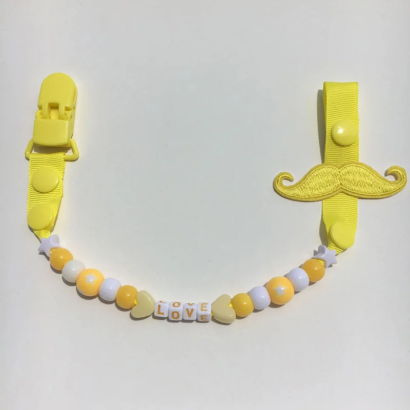 

Baby pacifier clip Mustache Soother pacifiers clips Chain beard baby Nipple Holder baby feeding dummy pacifier chain