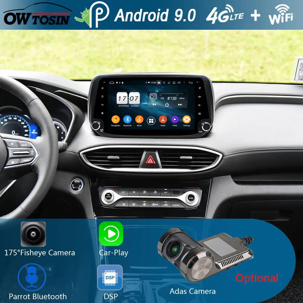 Автомобильный мультимедийный плеер 9 &quotIPS 8Core 4 Гб 64 ГБ Android 0 для Hyundai IX45 Santa FE XL 2018