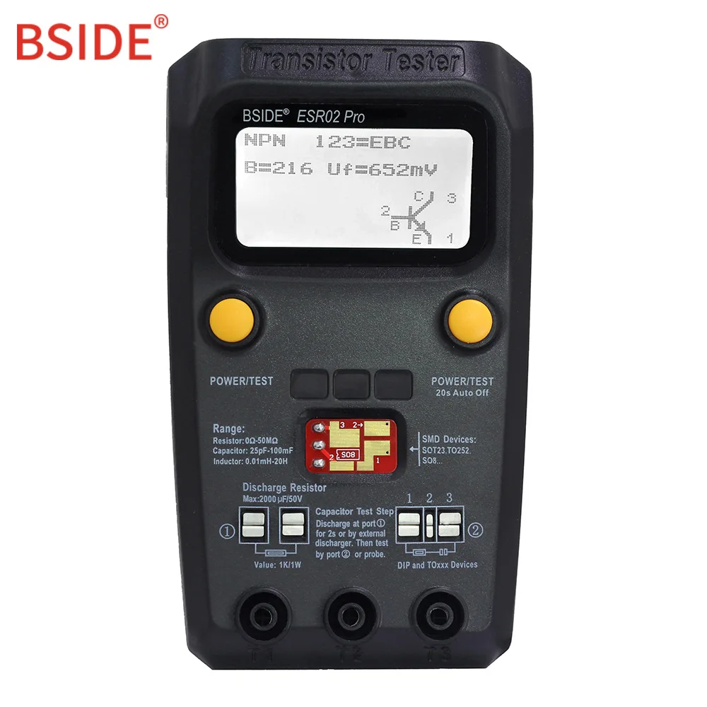 Upgrad Version BSIDE Digital Transistor Multi-purpose Tester Diode Triode Capacitance Resistor Meter MOS/PNP/NPN SMD | Инструменты