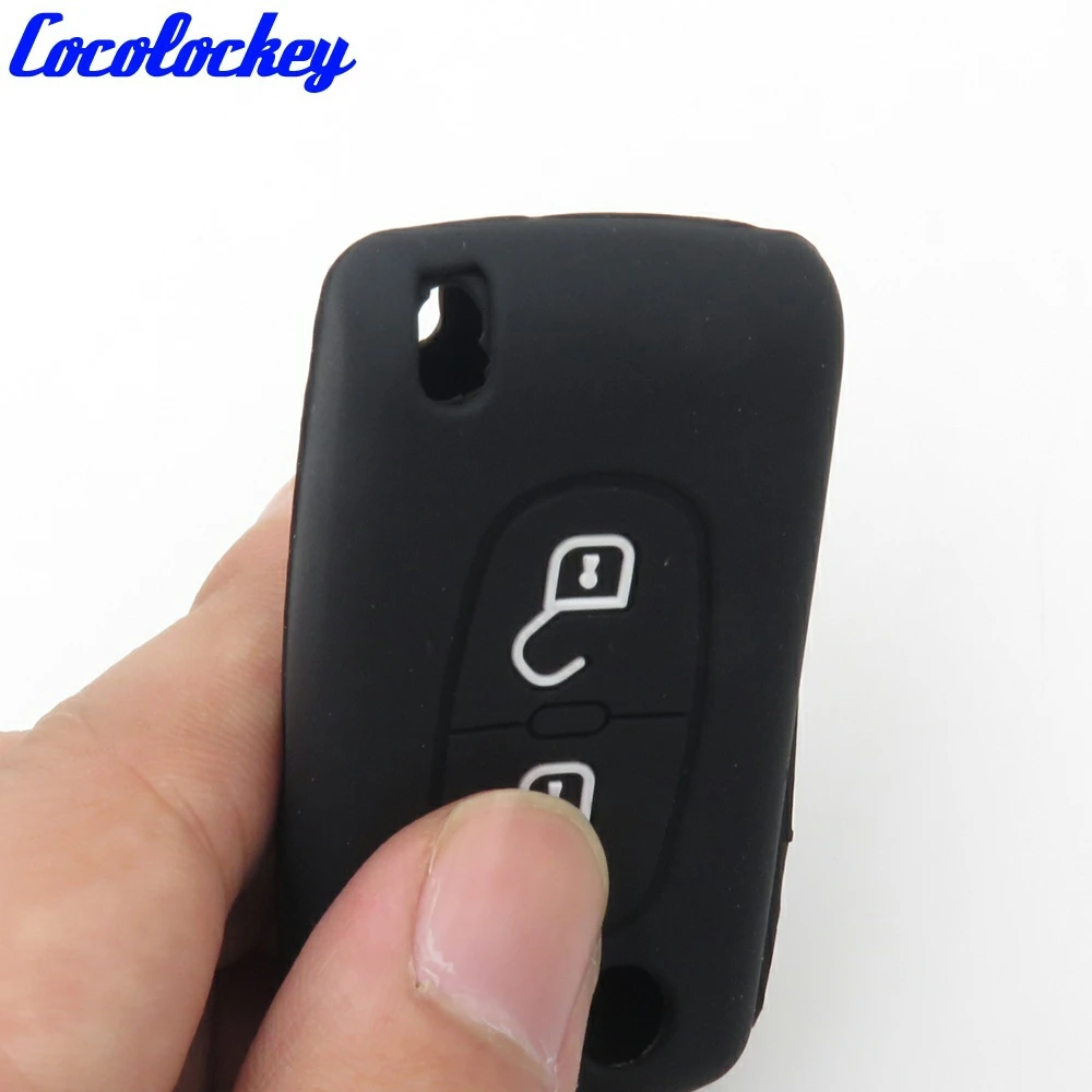 Cocolockey 2 кнопочный силиконовый чехол для автомобильного ключа PEUGEOT 206 207 307 308 407 408