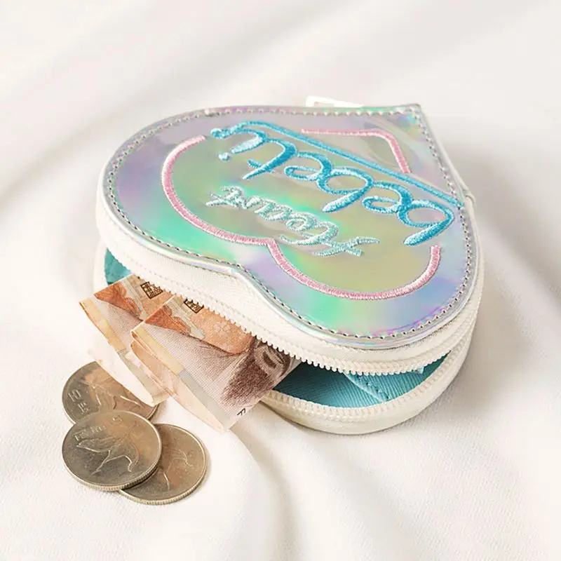 Женский кошелек для монет, мини кошелек в форме сердца, сумка для денег, чехол для ключей, держатель для карт, маленький чехол на молнии