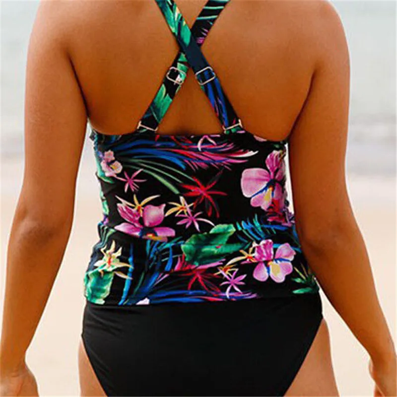 

Plus Size Women Two piece Swimsuit New Arrival Floral Printed Bikini 2018 Sexy Monokini Bikinis Women Padded Swimwear Beach Wear