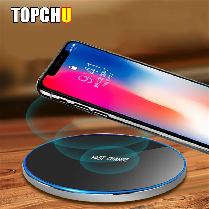 TOPCHU Qi Беспроводной Зарядное устройство для iPhone X 8 плюс XR XS Макс Быстрый зарядного