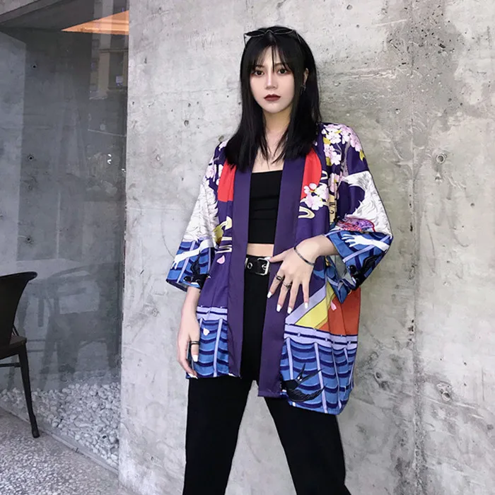 Женская Повседневная Блузка Kimonos в японском стиле Харадзюку | одежда