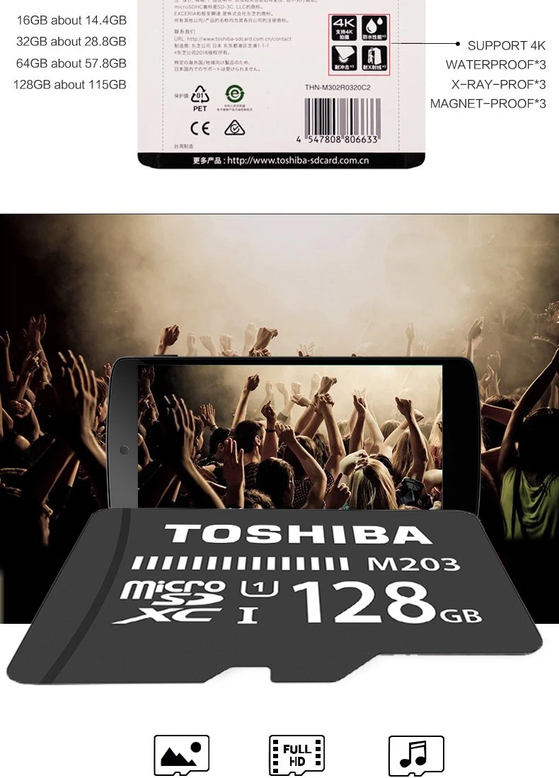 Карта памяти TOSHIBA Micro SD карты 128 Гб 64 ГБ 32 ГБ оперативной памяти, 16 Гб встроенной памяти, Class10 UHS-1 U1 SDXC/SDHC карты флэш-памяти Microsd 100 м/с с посылка