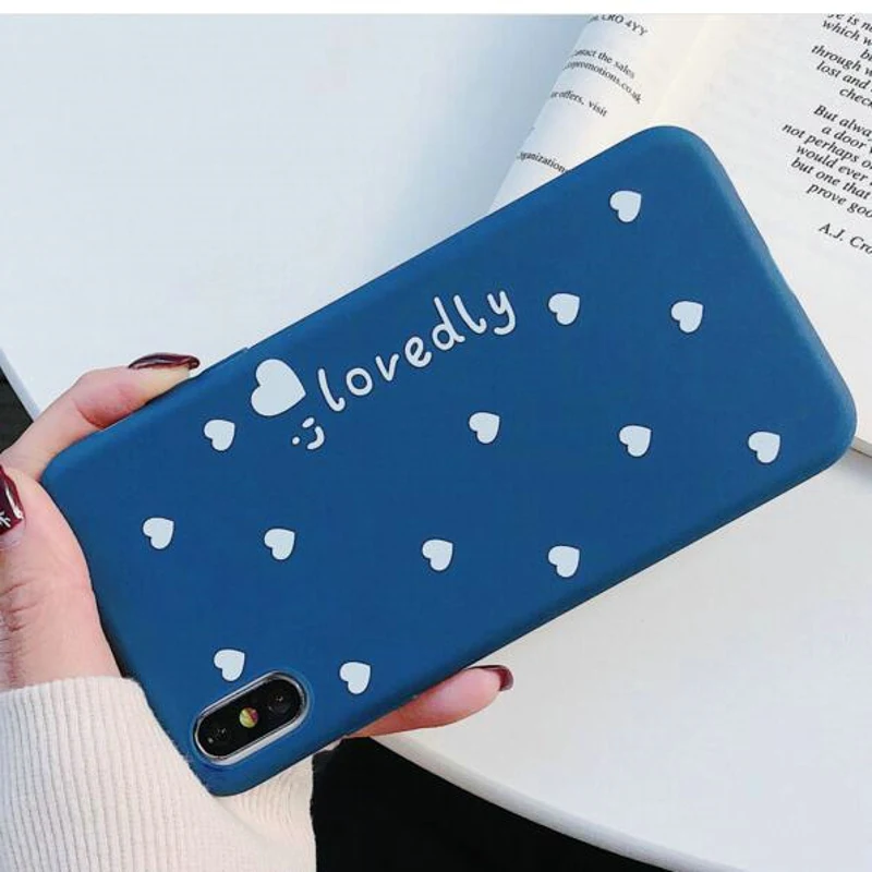 For Iphone 8 Plus Case Luxury Women Silicon Heart Love Print Capas 7 Iphone8 X XS 7Plus 8Plus Coque |
