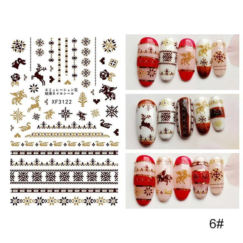 1 шт шт. стикер для ногтей Переводные картинки ползунки рождественские украшения